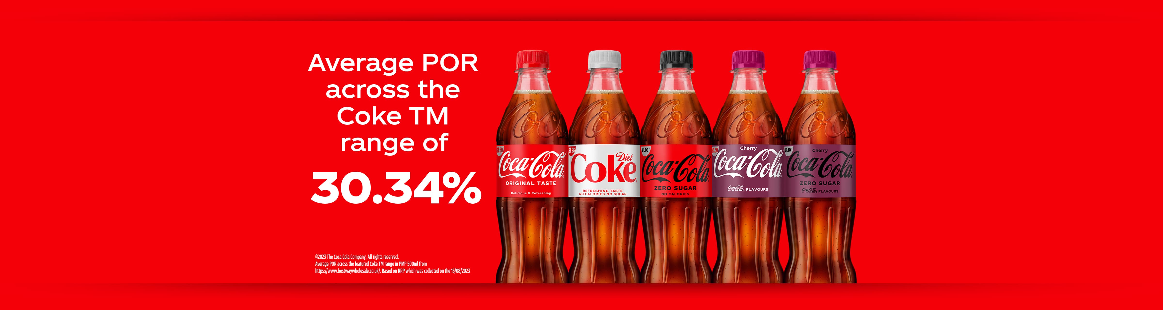 Average POR across the Coke TM range of 30.34%